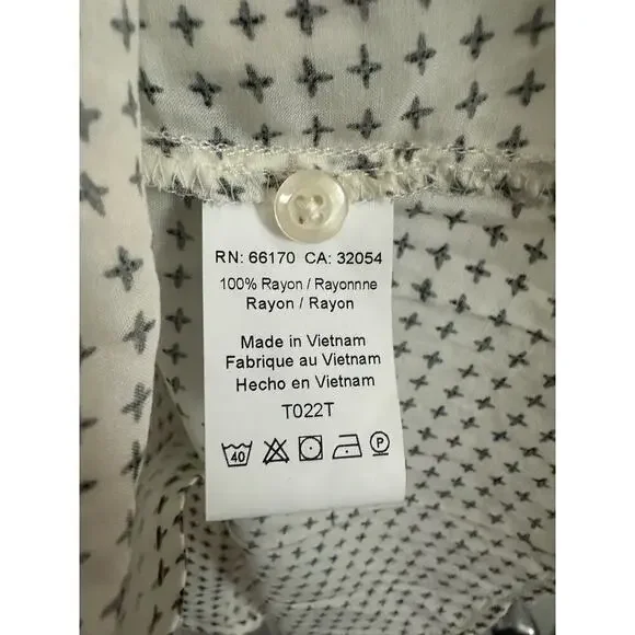 11.1 Tylho ANTHROPOLOGIE Minnie Blouse Ruffle Tunic Top Shirt Cross Print- L NWT - Picture 5 of 7